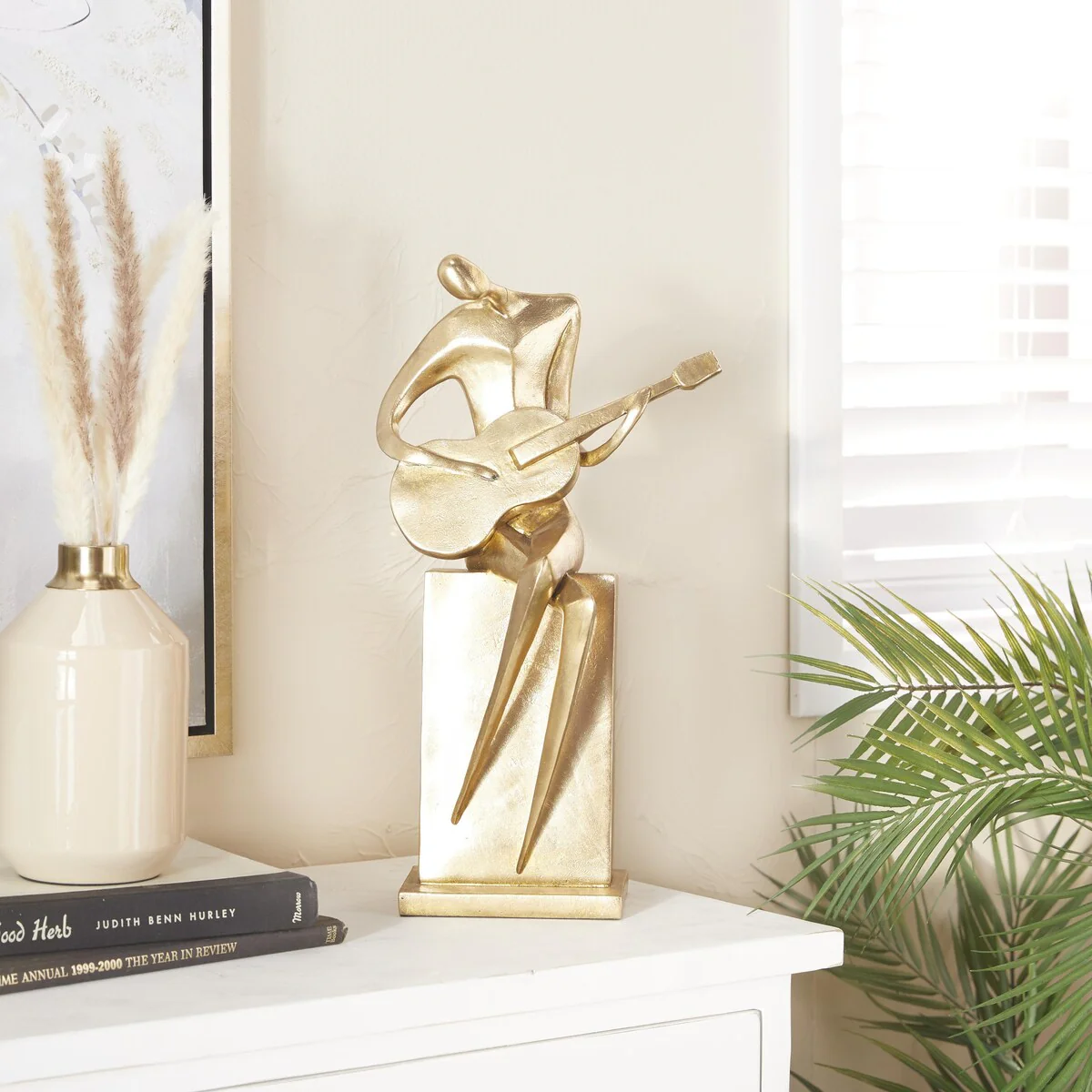 Polystone Musician Decorative Sculpture - Gold
