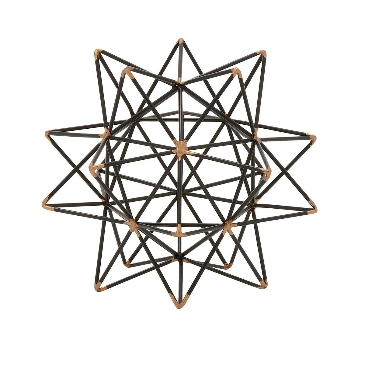 Metal Geometric Decorative Sculpture with Gold Accents - Black