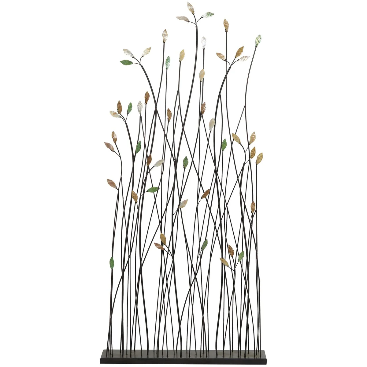 Metal Leaf Decorative Sculpture with Black Base - Black