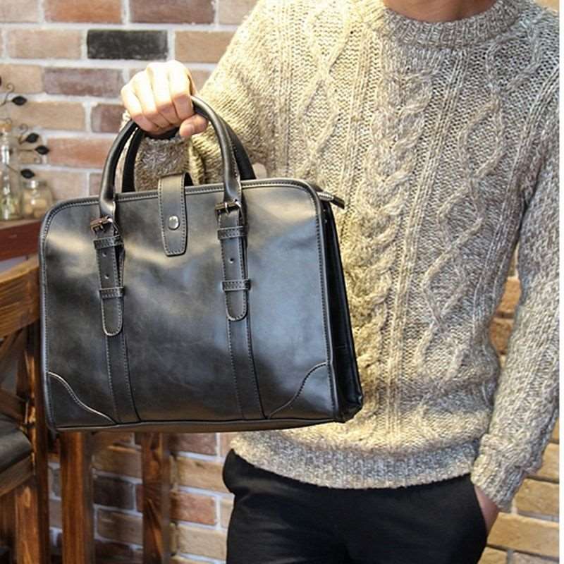 Men's  Leather Shoulder Carry Briefcase